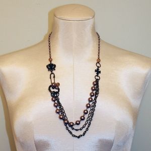Bronze and Dark Rose Necklace